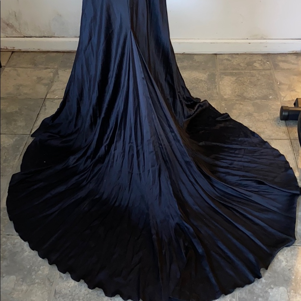 Black silk evening gown